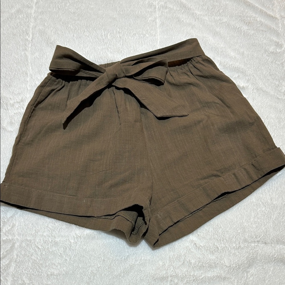 SHEIN Olive Tie Waist Shorts